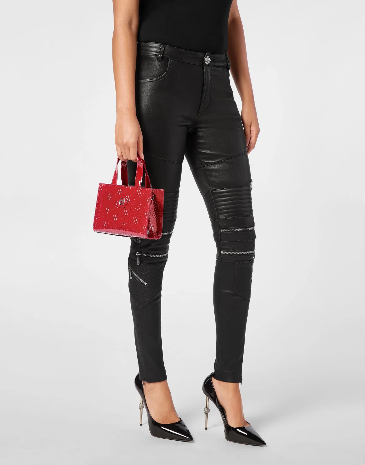 Patent Leather Small Handle Bag Monogram, цвет: Красный