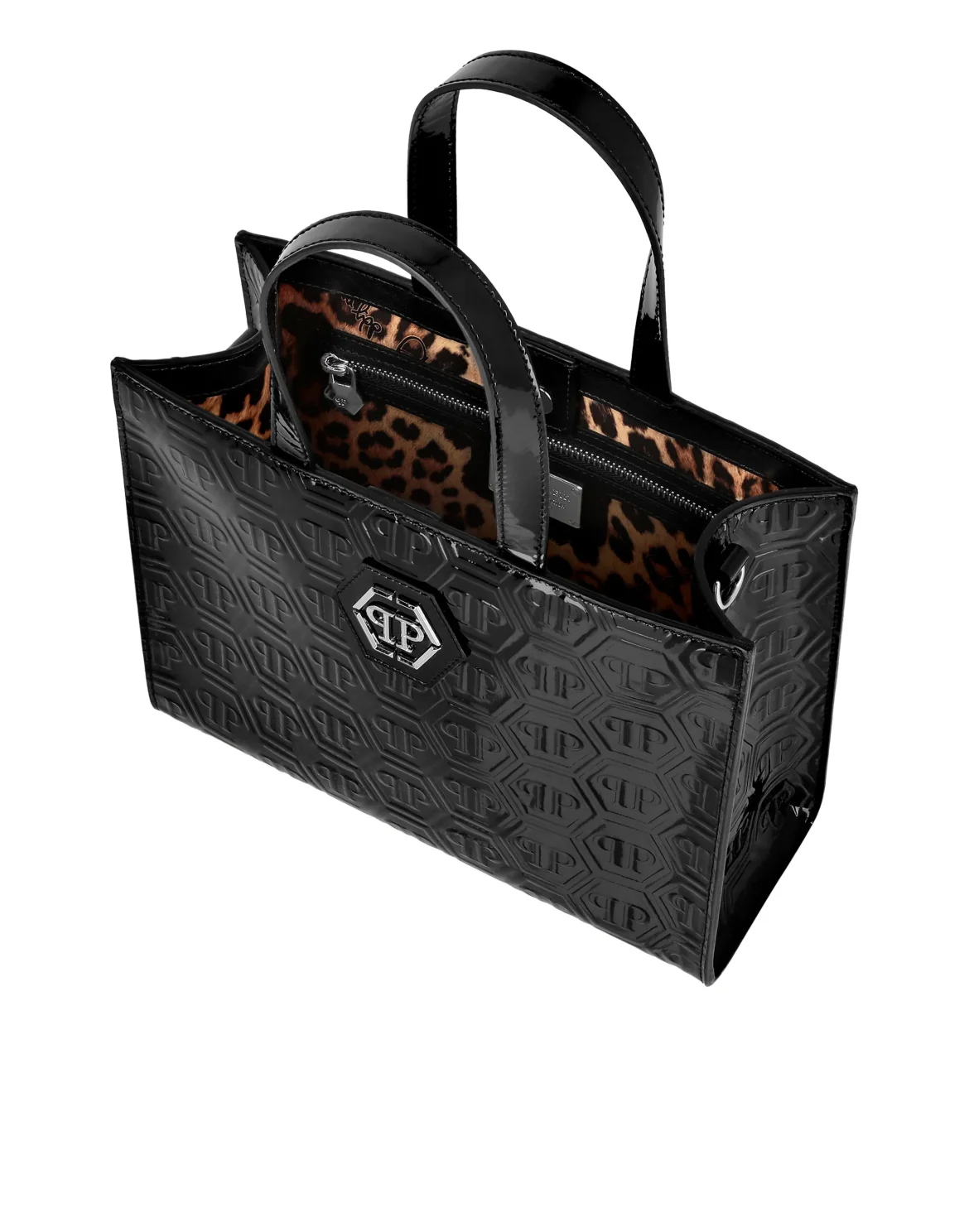 Patent Leather Medium Handle Bag Monogram, цвет: Черный