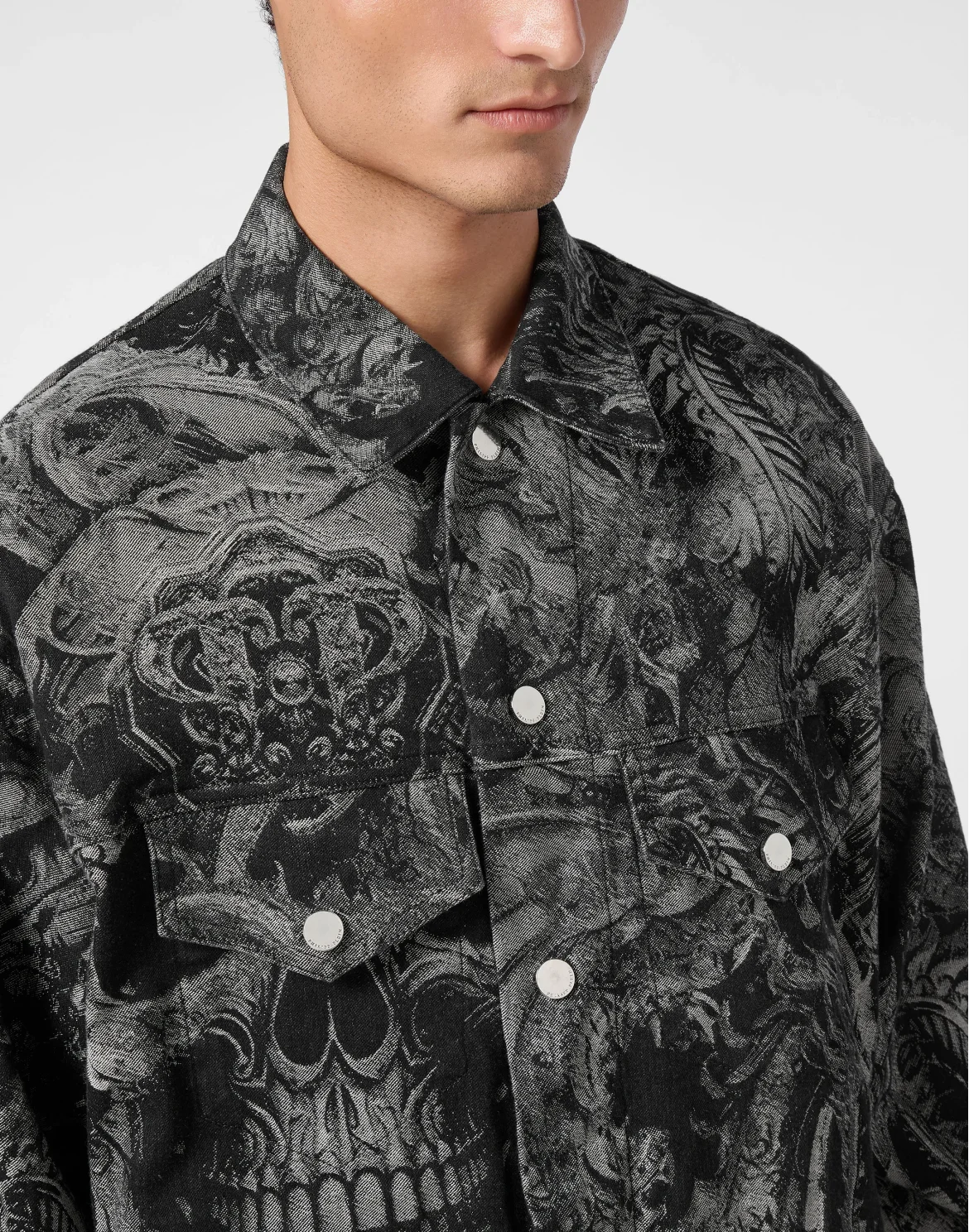 Denim Oversize Jacket Dragon Skull, цвет: Черный