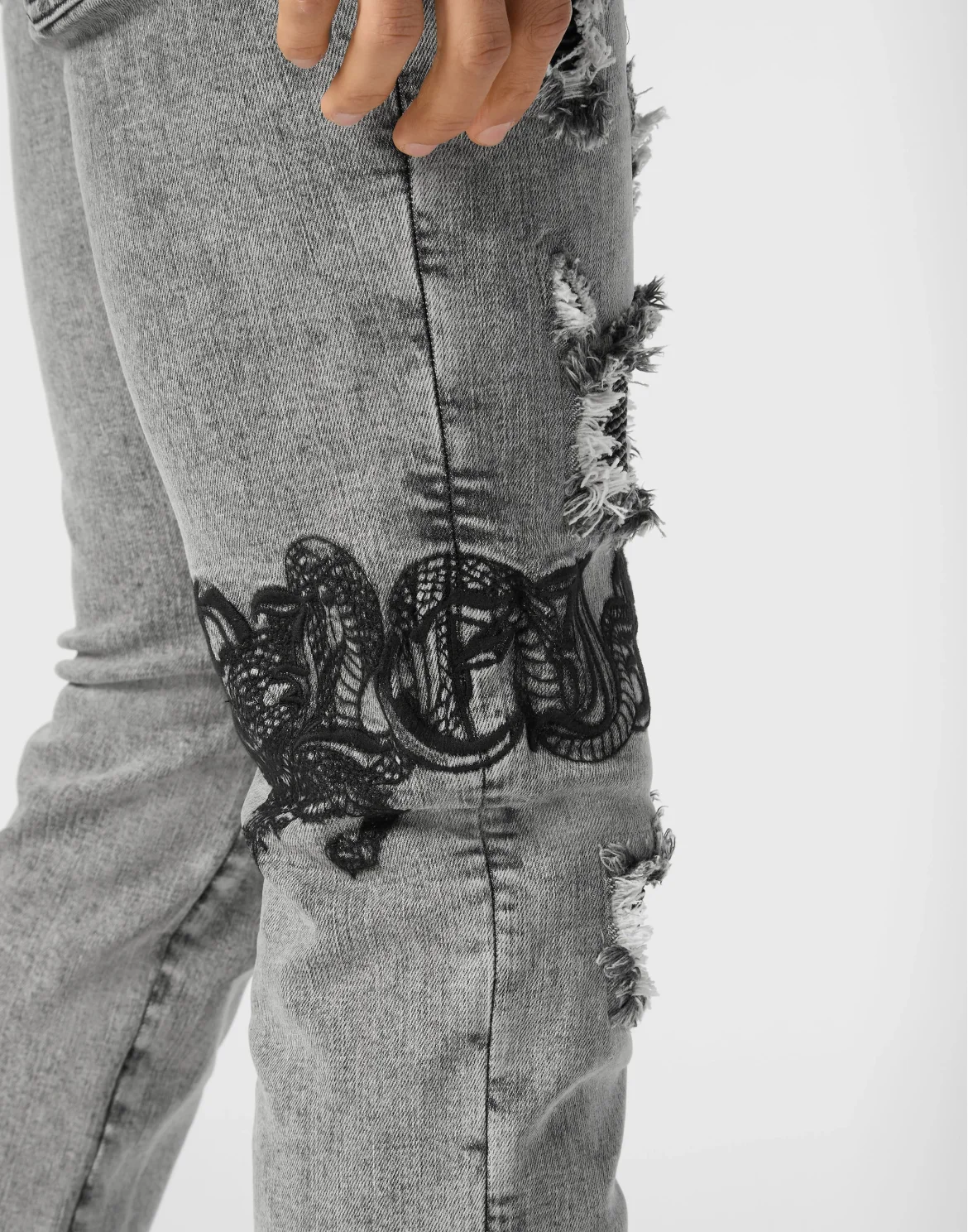 Denim Super Straight Cut Trousers Dragon, цвет: Серый
