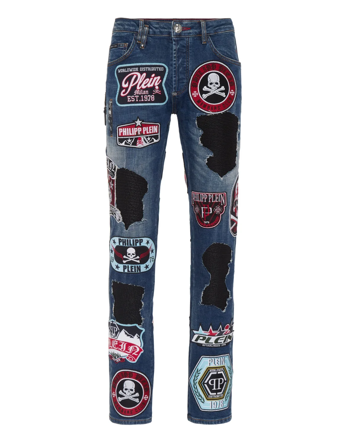 Denim Rock Star Trousers Patches, цвет: Синий