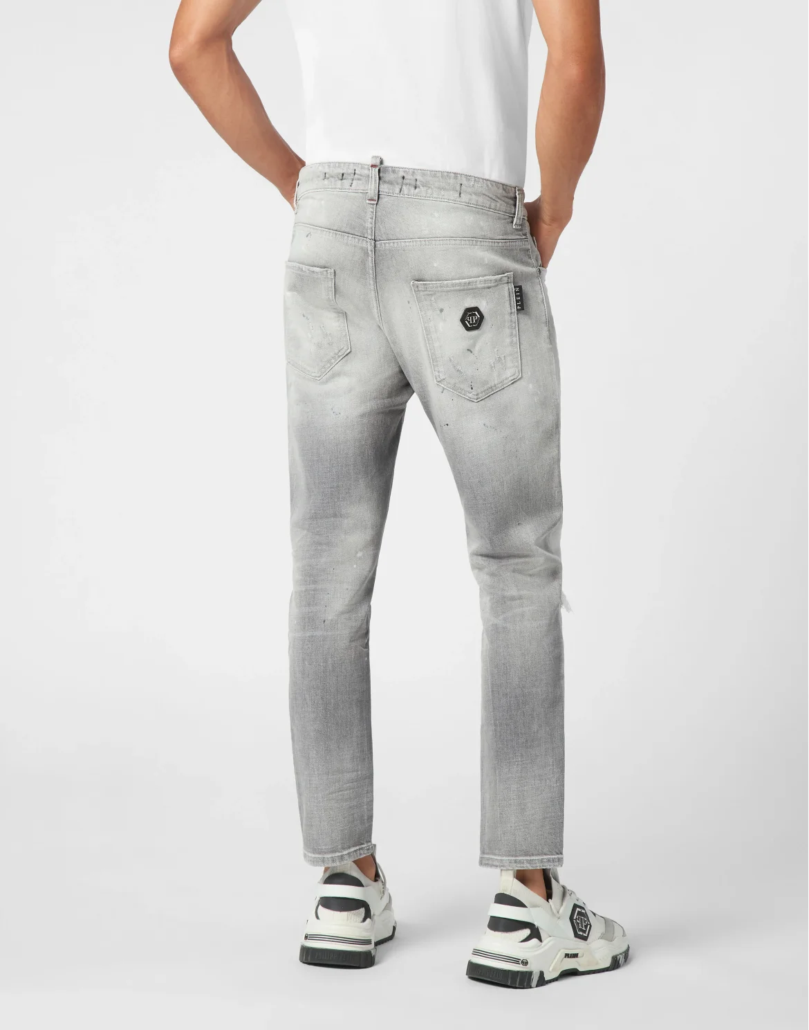 Denim Skinny Fit Trousers, цвет: Серый