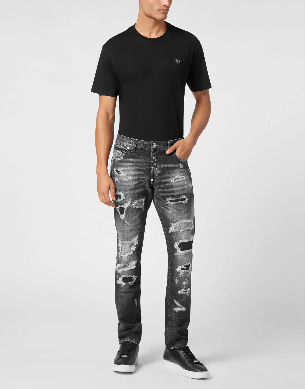 Denim Super Straight Cut Trousers, цвет: Черный