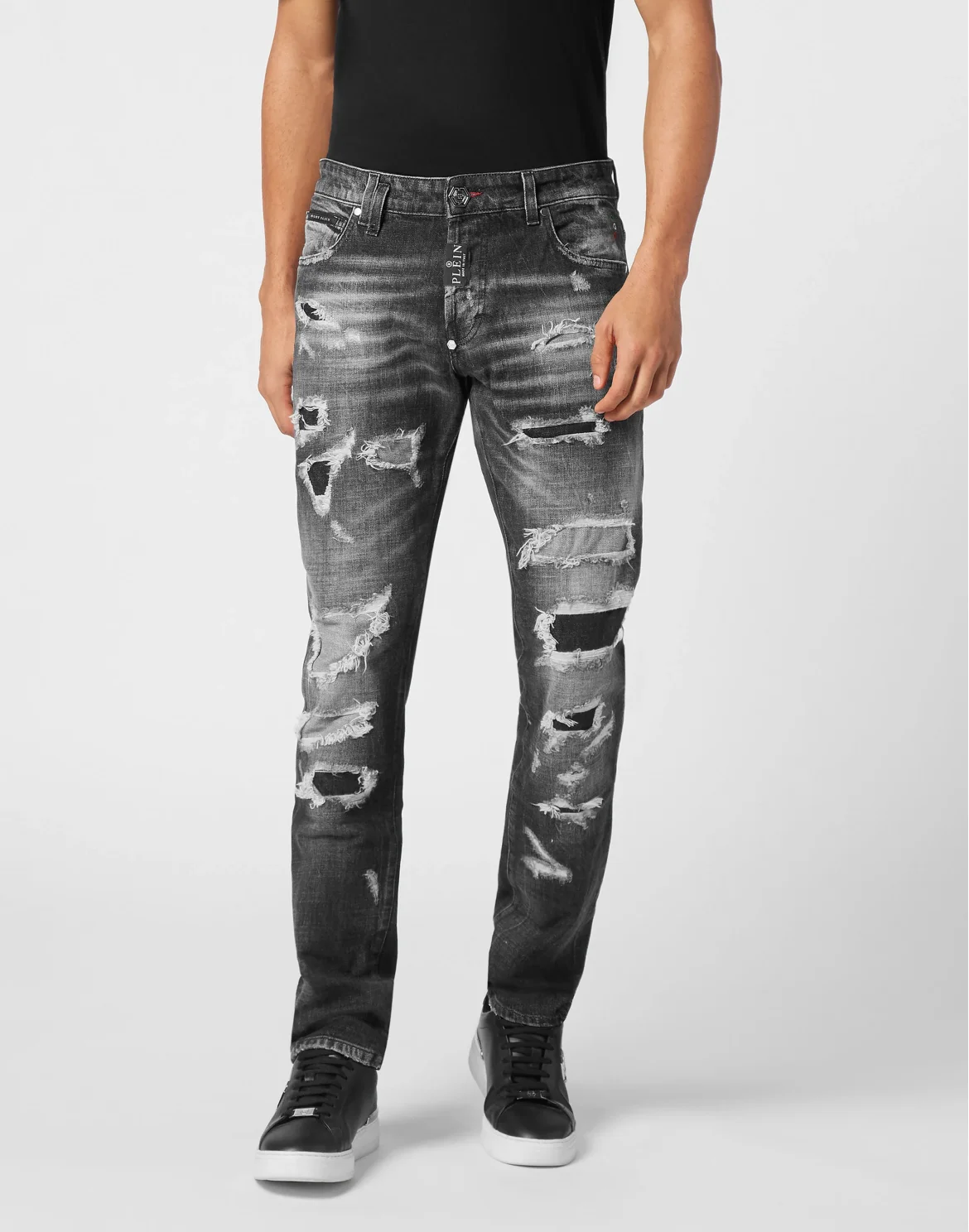 Denim Super Straight Cut Trousers, цвет: Черный