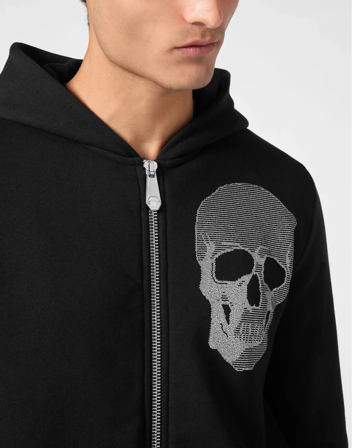 Zipped Hoodie Sweatshirt Skull strass, цвет: Черный