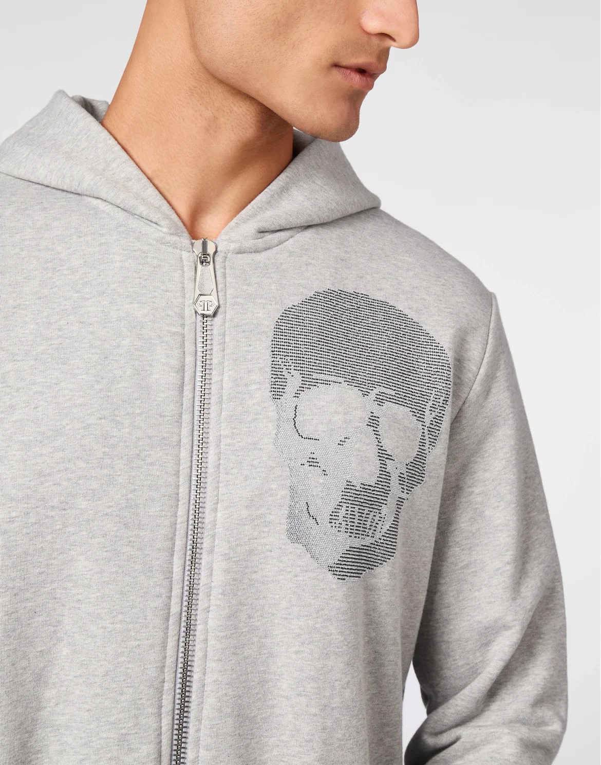 Zipped Hoodie Sweatshirt Skull strass, цвет: Серый