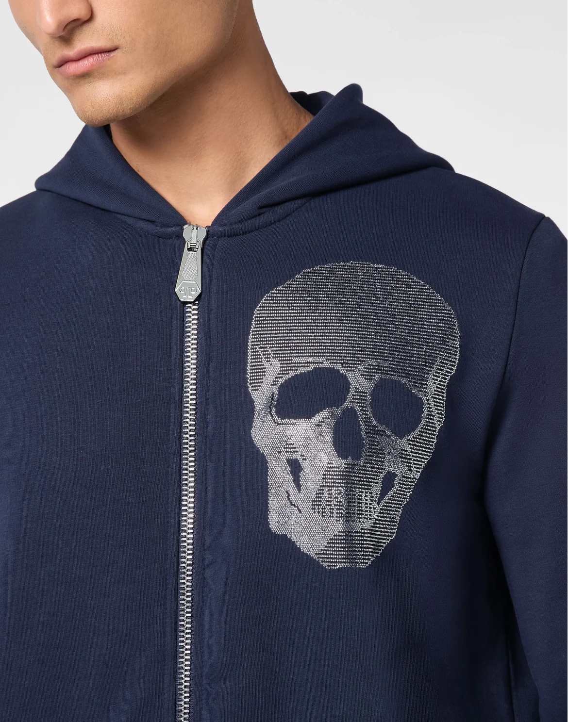 Zipped Hoodie Sweatshirt Skull strass, цвет: Синий