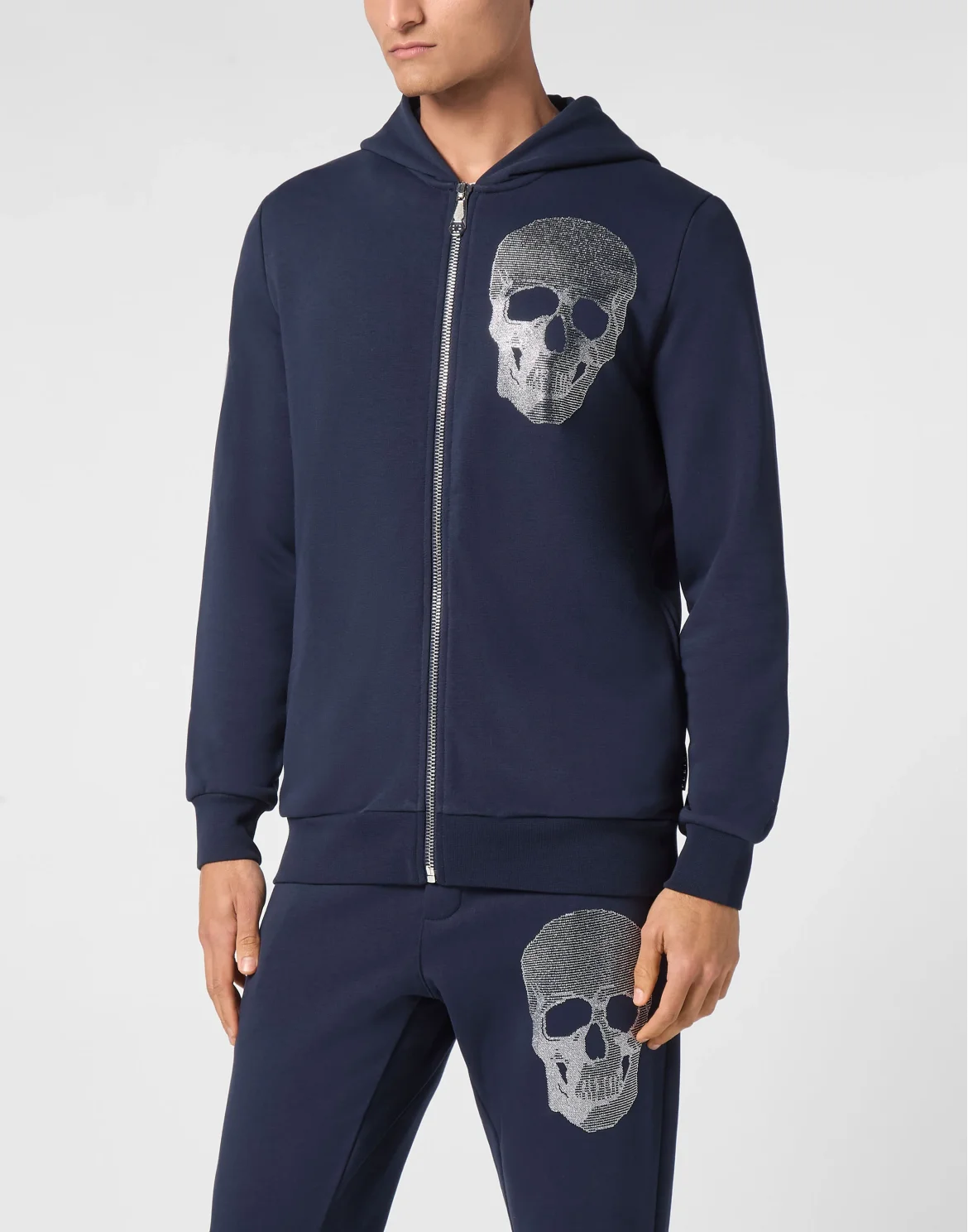 Zipped Hoodie Sweatshirt Skull strass, цвет: Синий