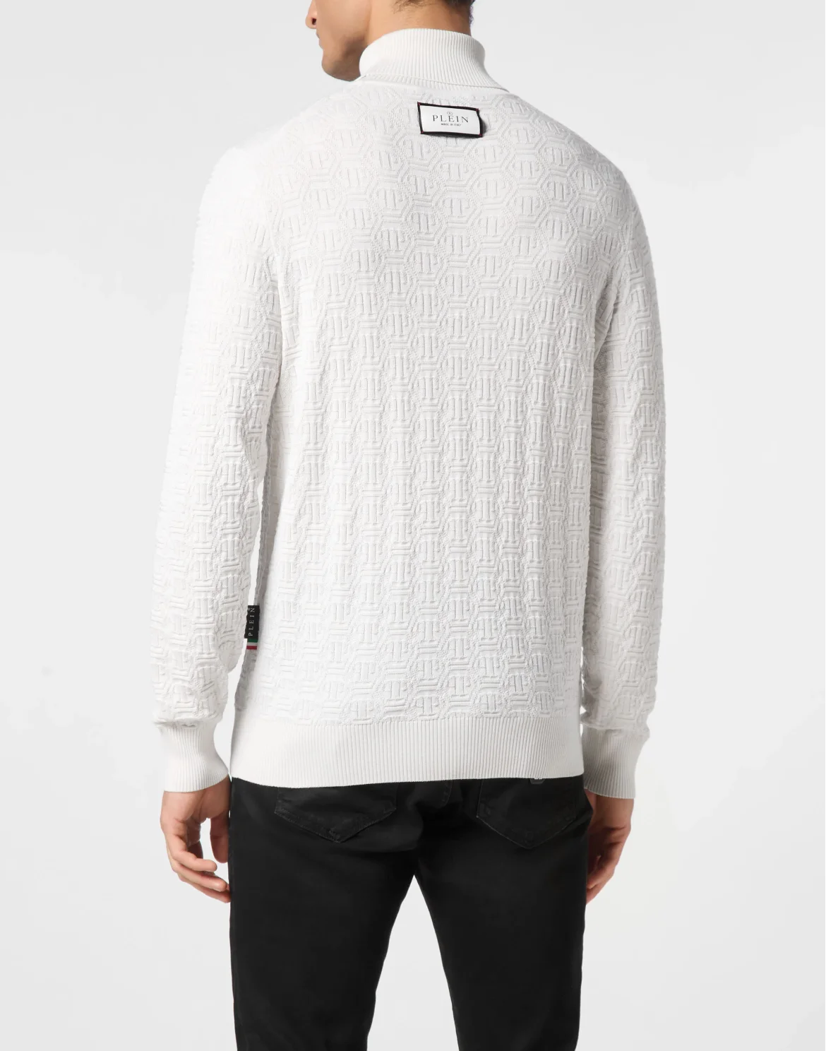 Wool Silk Turtle Neck Long-Sleeve Monogram, цвет: Белый