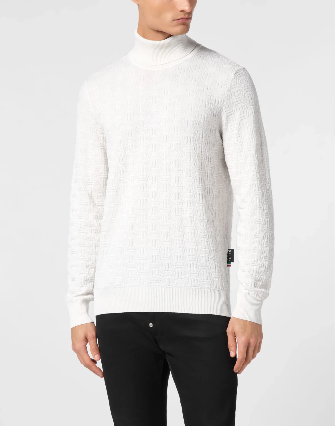 Wool Silk Turtle Neck Long-Sleeve Monogram, цвет: Белый