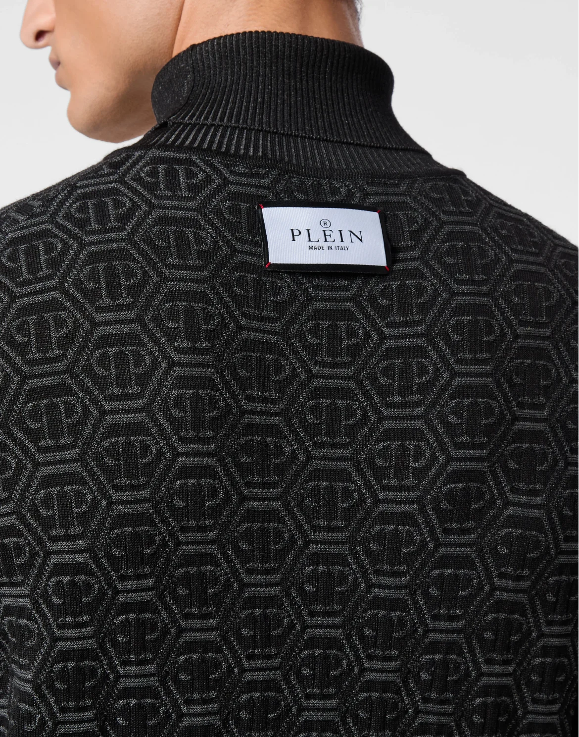 Wool Silk Turtle Neck Long-Sleeve Monogram, цвет: Черный
