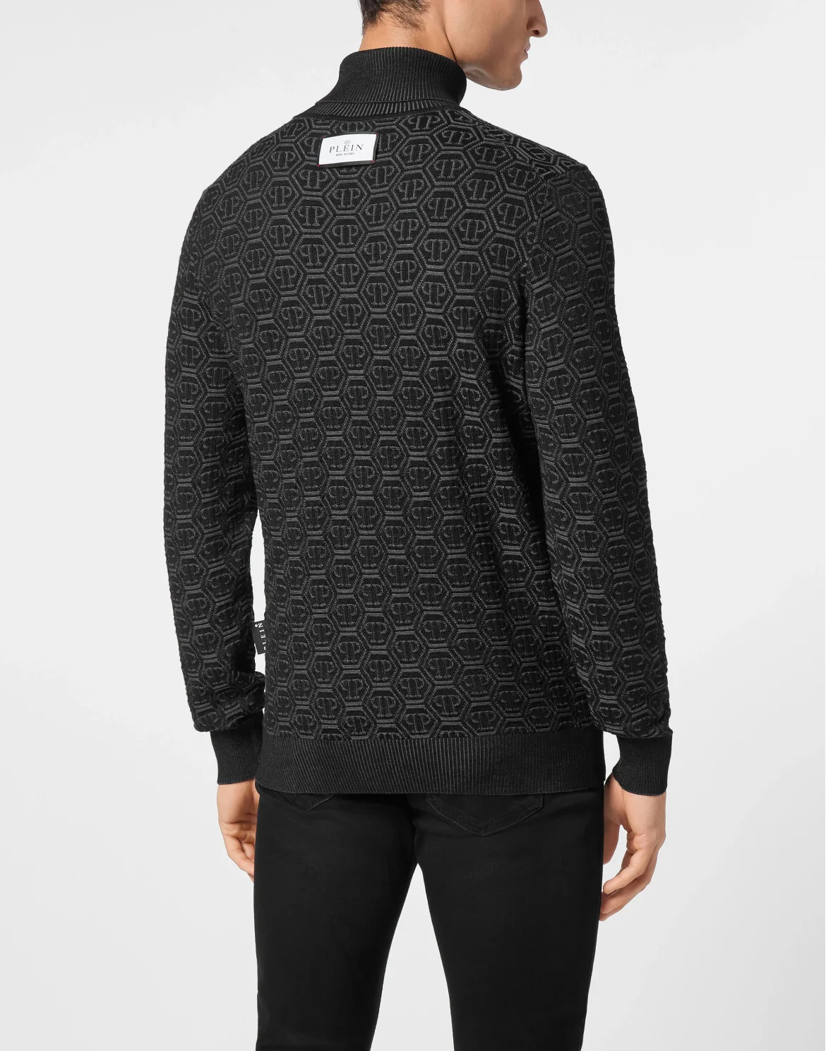 Wool Silk Turtle Neck Long-Sleeve Monogram, цвет: Черный