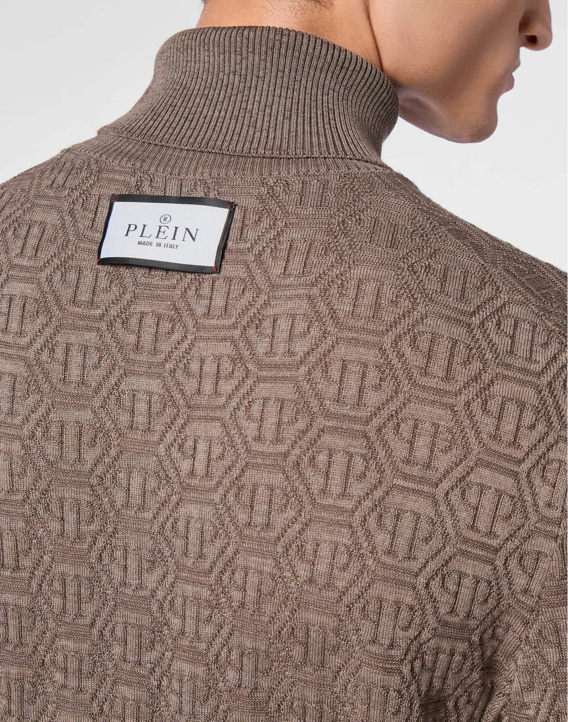 Wool Silk Turtle Neck Long-Sleeve Monogram, цвет: Бежевый
