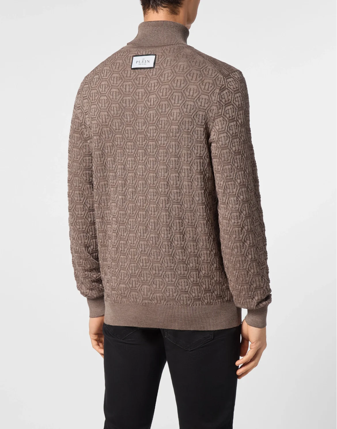 Wool Silk Turtle Neck Long-Sleeve Monogram, цвет: Бежевый