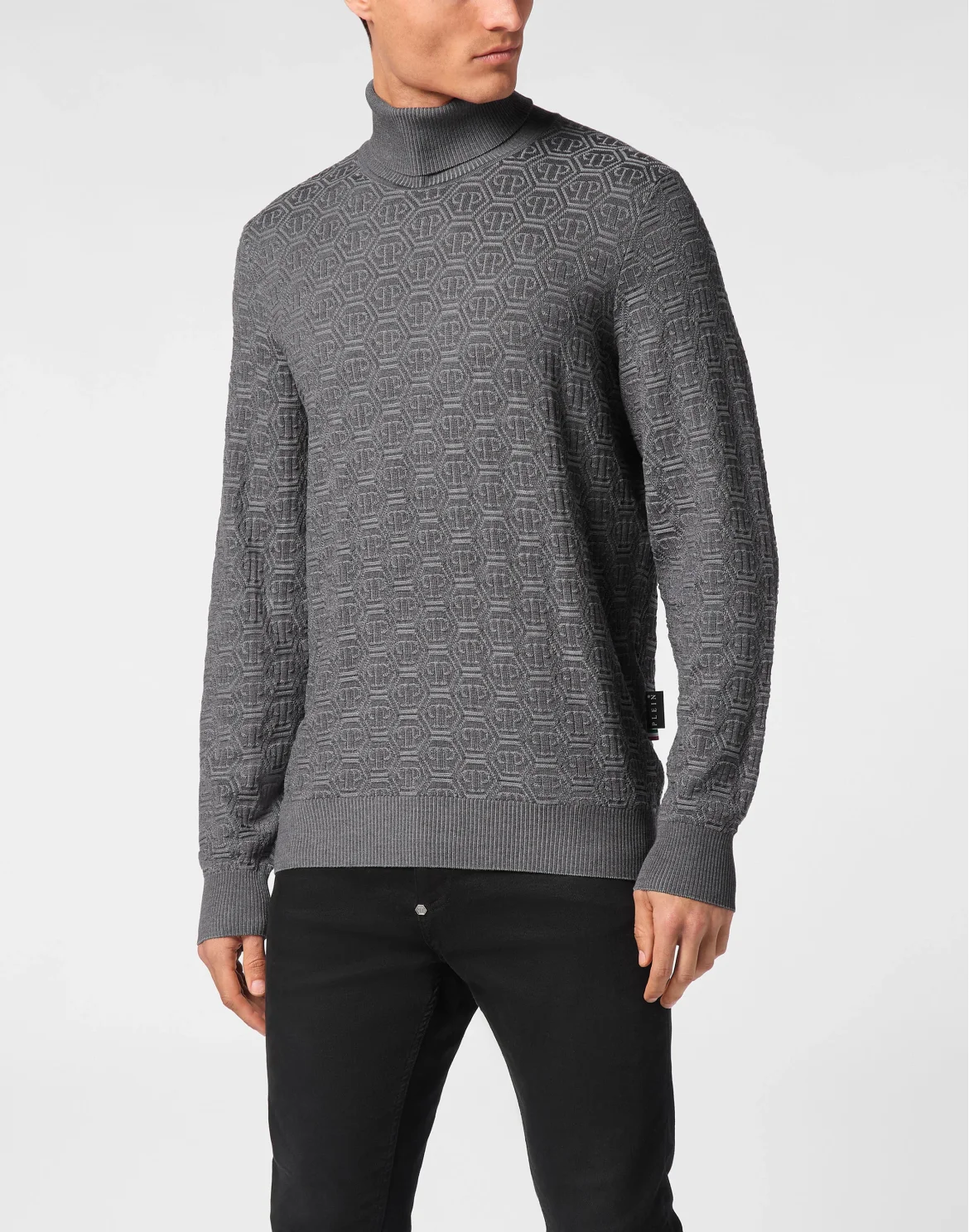 Wool Silk Turtle Neck Long-Sleeve Monogram, цвет: Серый