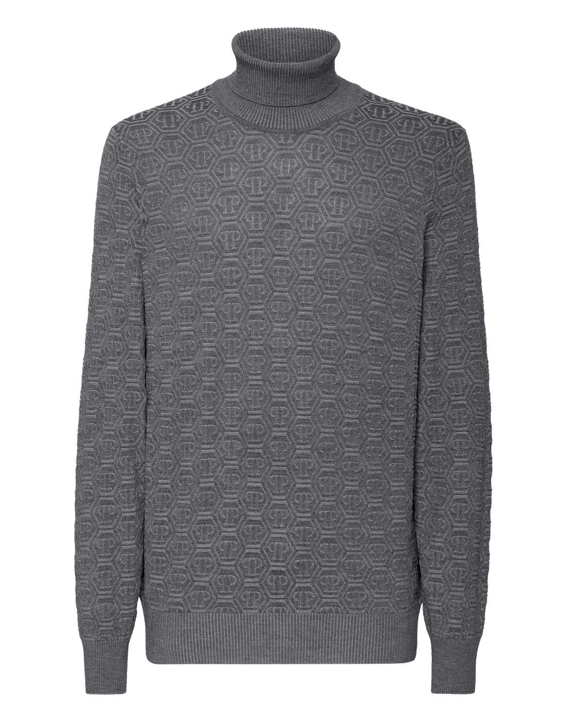 Wool Silk Turtle Neck Long-Sleeve Monogram, цвет: Серый