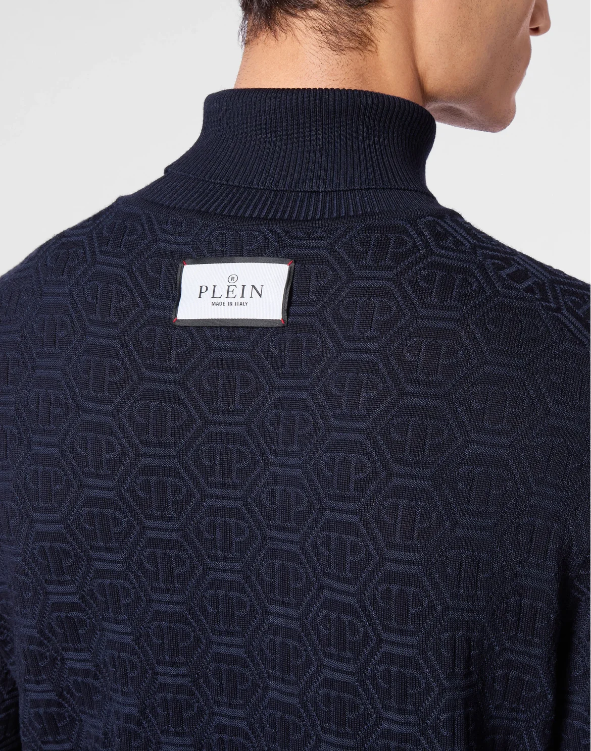 Wool Silk Turtle Neck Long-Sleeve Monogram, цвет: Синий