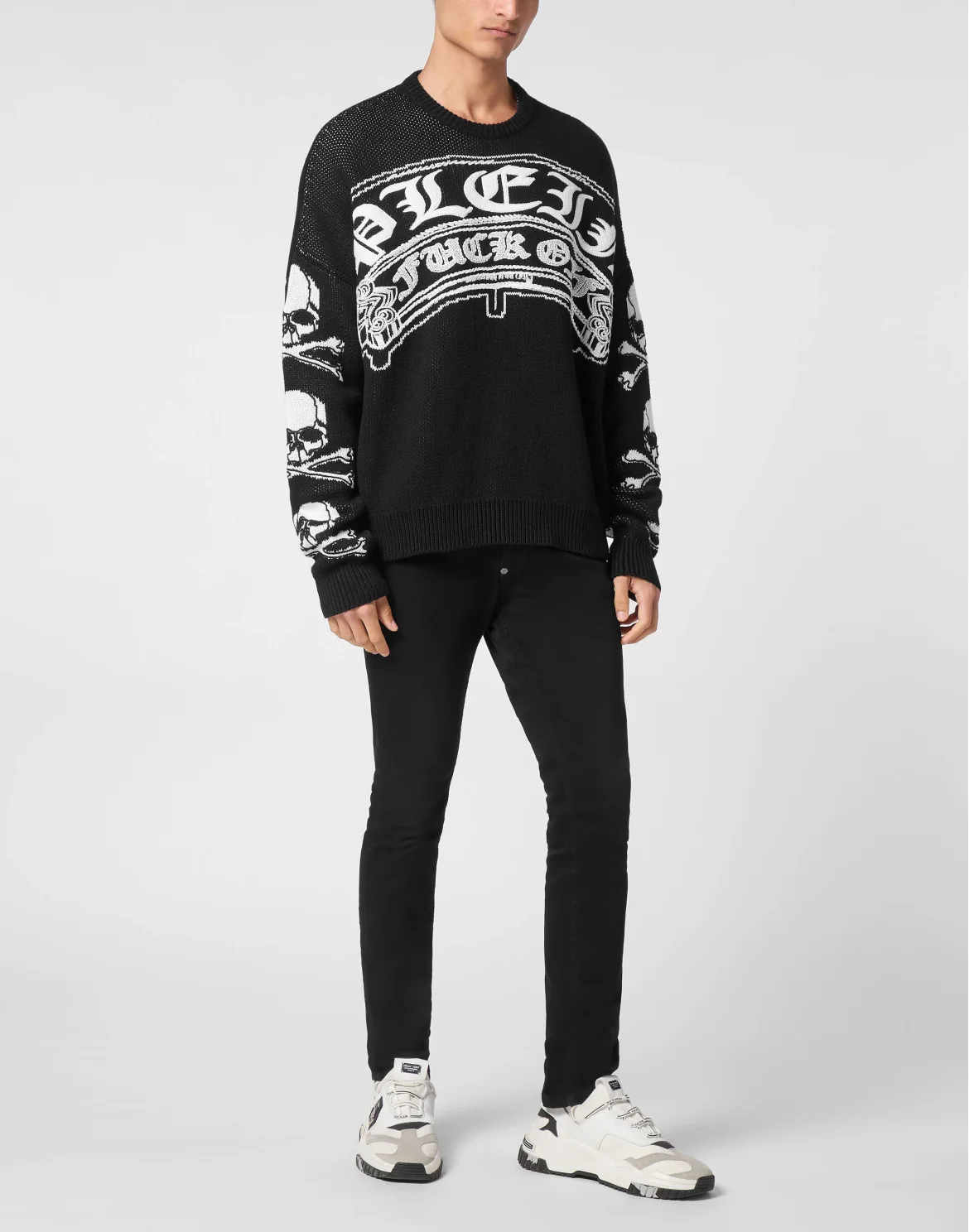 Pullover Round Neck Long-Sleeve Gothic Plein, цвет: Черный