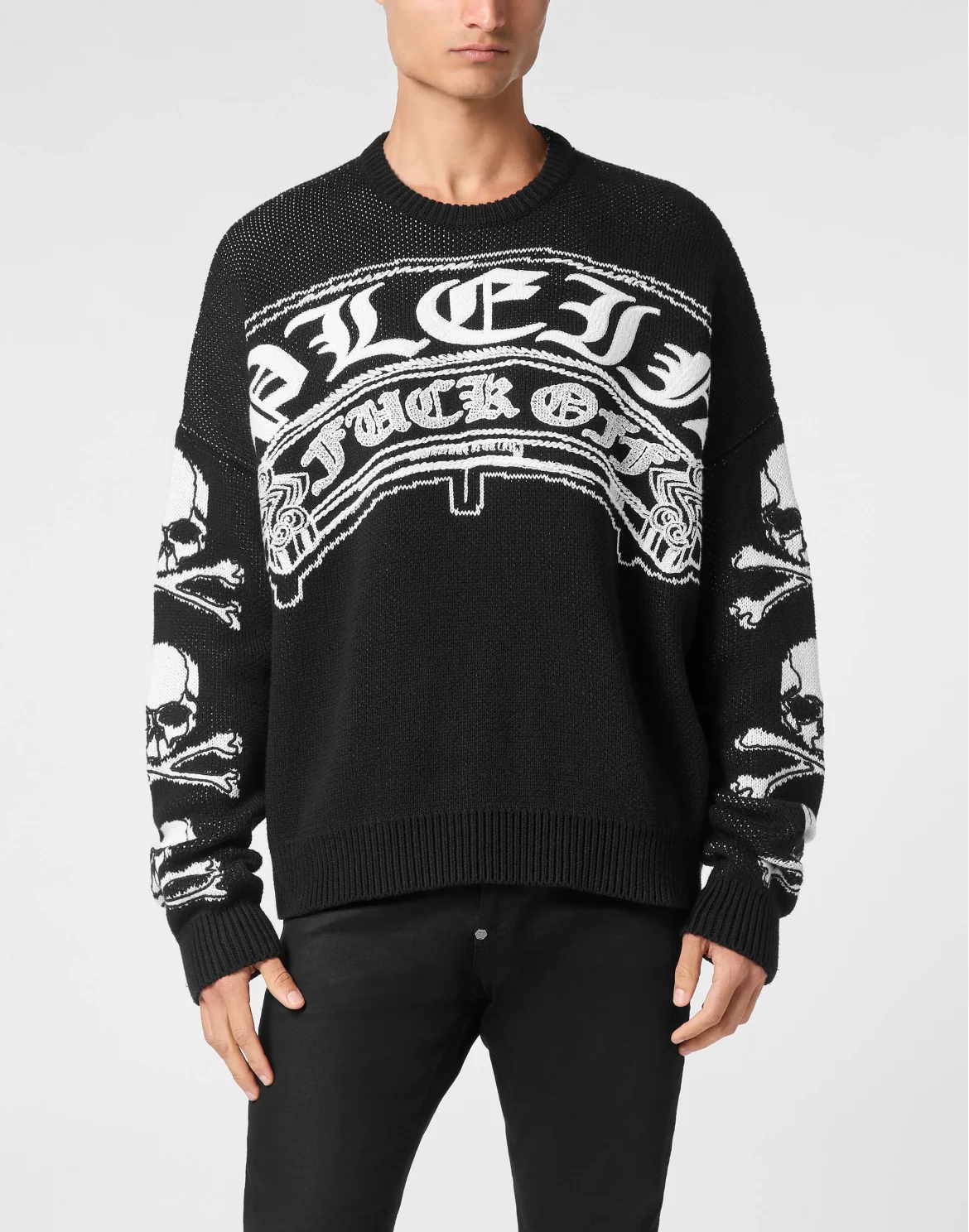 Pullover Round Neck Long-Sleeve Gothic Plein, цвет: Черный