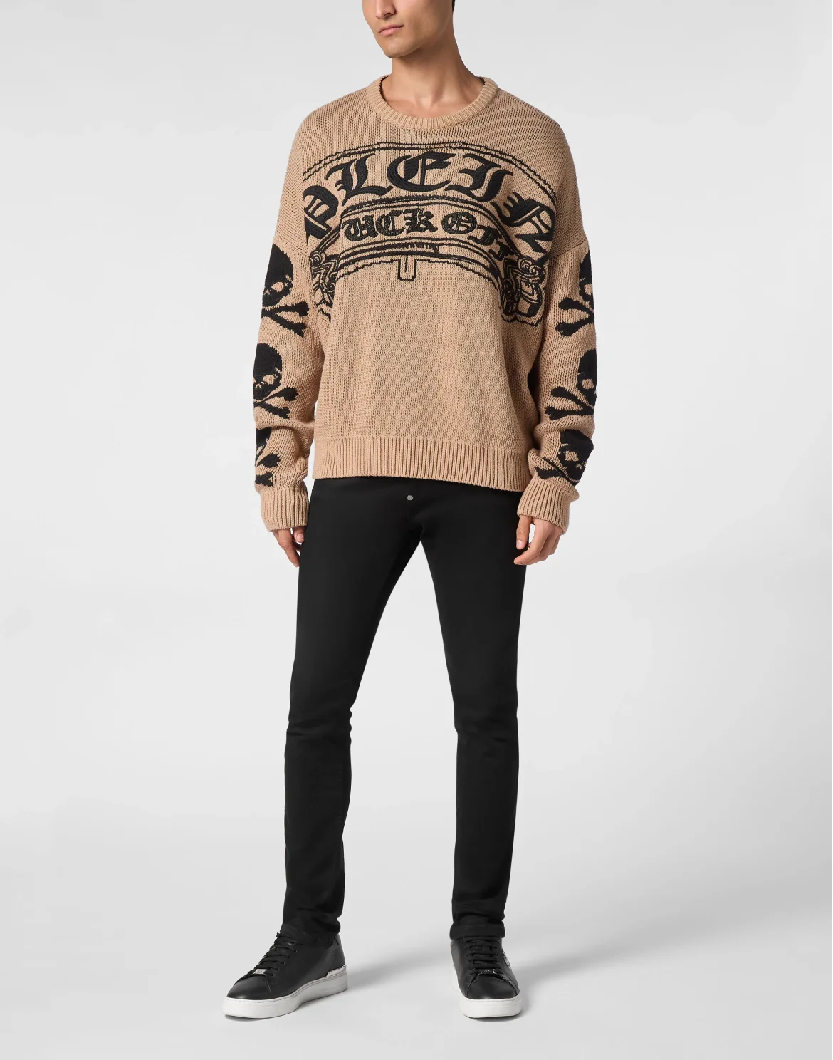 Pullover Round Neck Long-Sleeve Gothic Plein, цвет: Бежевый