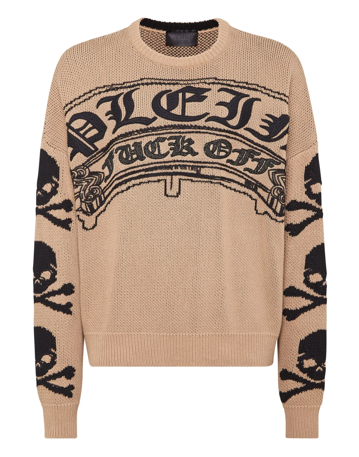 Pullover Round Neck Long-Sleeve Gothic Plein, цвет: Бежевый