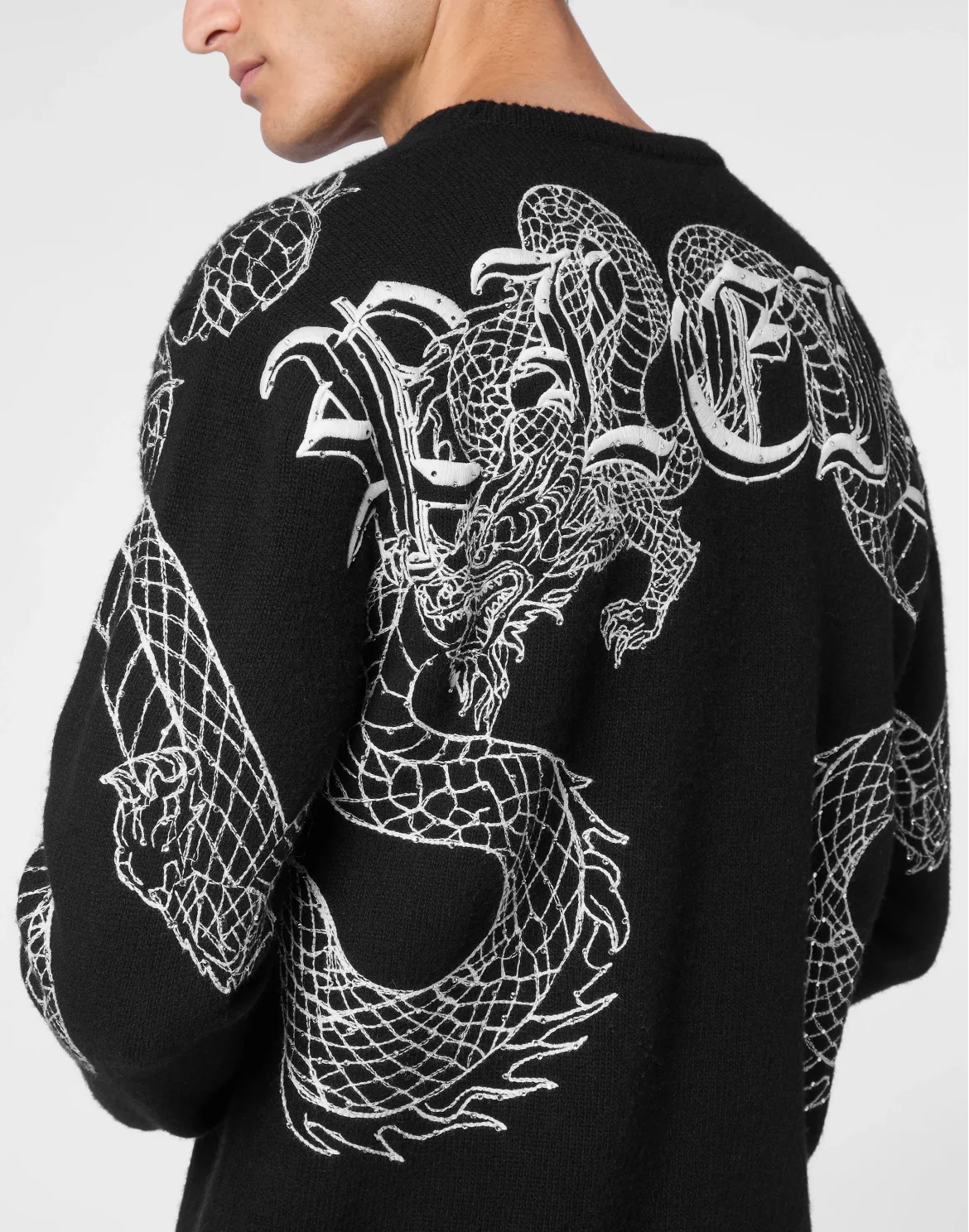 Pullover Round Neck Long-Sleeve Dragon, цвет: Черный