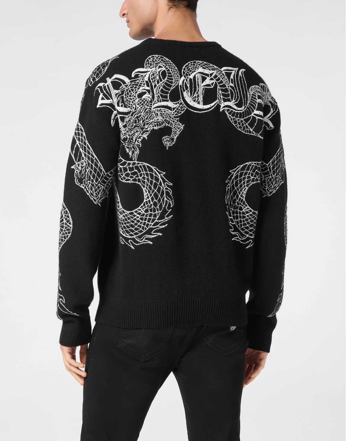Pullover Round Neck Long-Sleeve Dragon, цвет: Черный