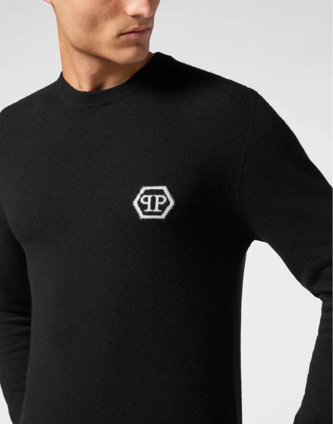 Pullover Round Neck Long-Sleeve Hexagon, цвет: Черный