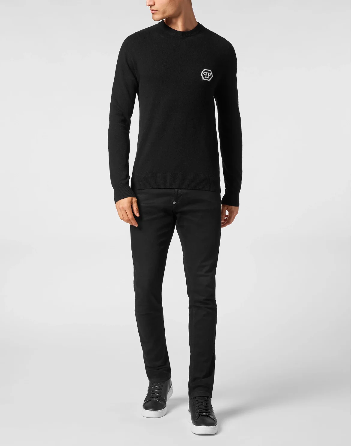 Pullover Round Neck Long-Sleeve Hexagon, цвет: Черный