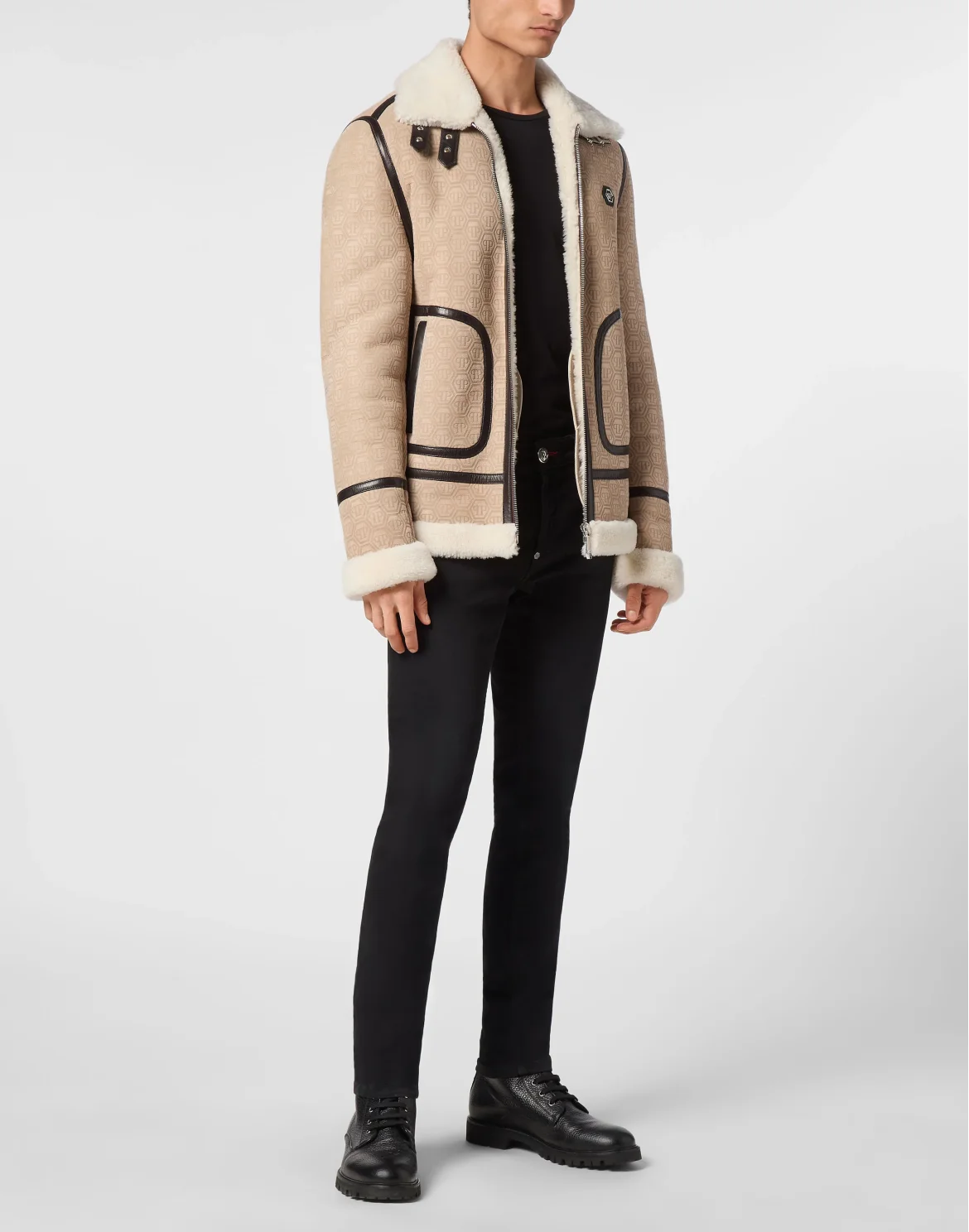 Shealing Leather Bomber Monogram, цвет: Бежевый