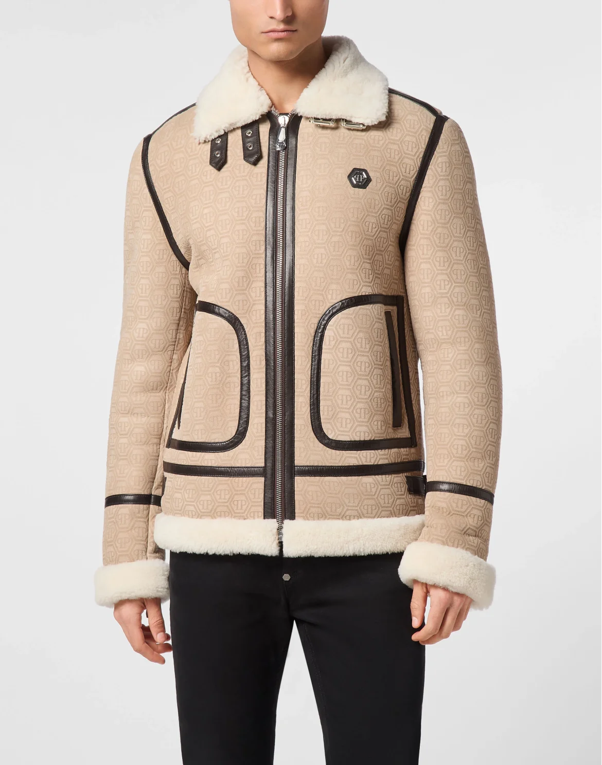 Shealing Leather Bomber Monogram, цвет: Бежевый