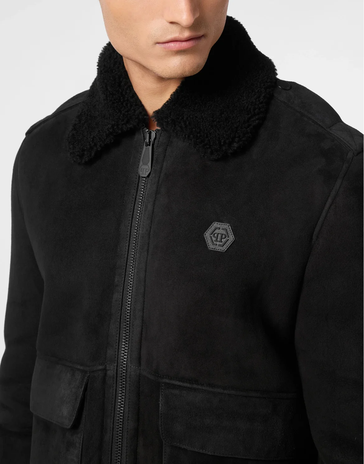 Shealing Leather Bomber, цвет: Черный