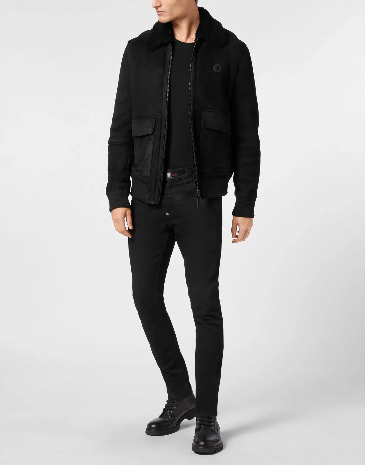 Shealing Leather Bomber, цвет: Черный