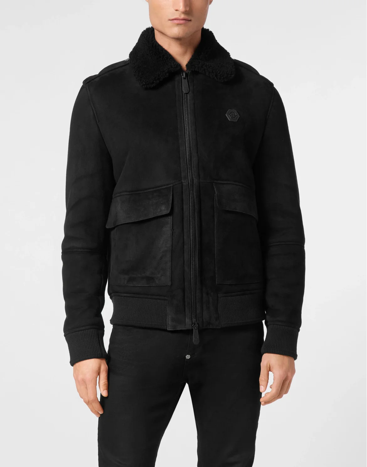 Shealing Leather Bomber, цвет: Черный