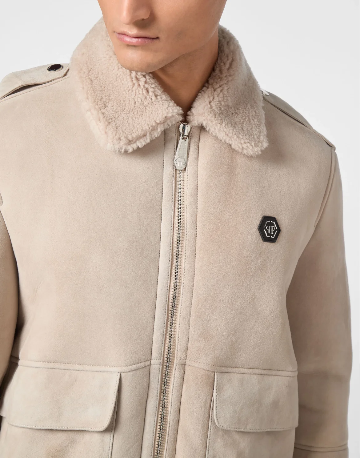 Shealing Leather Bomber, цвет: Бежевый