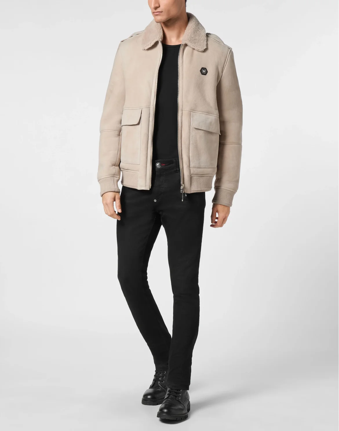 Shealing Leather Bomber, цвет: Бежевый