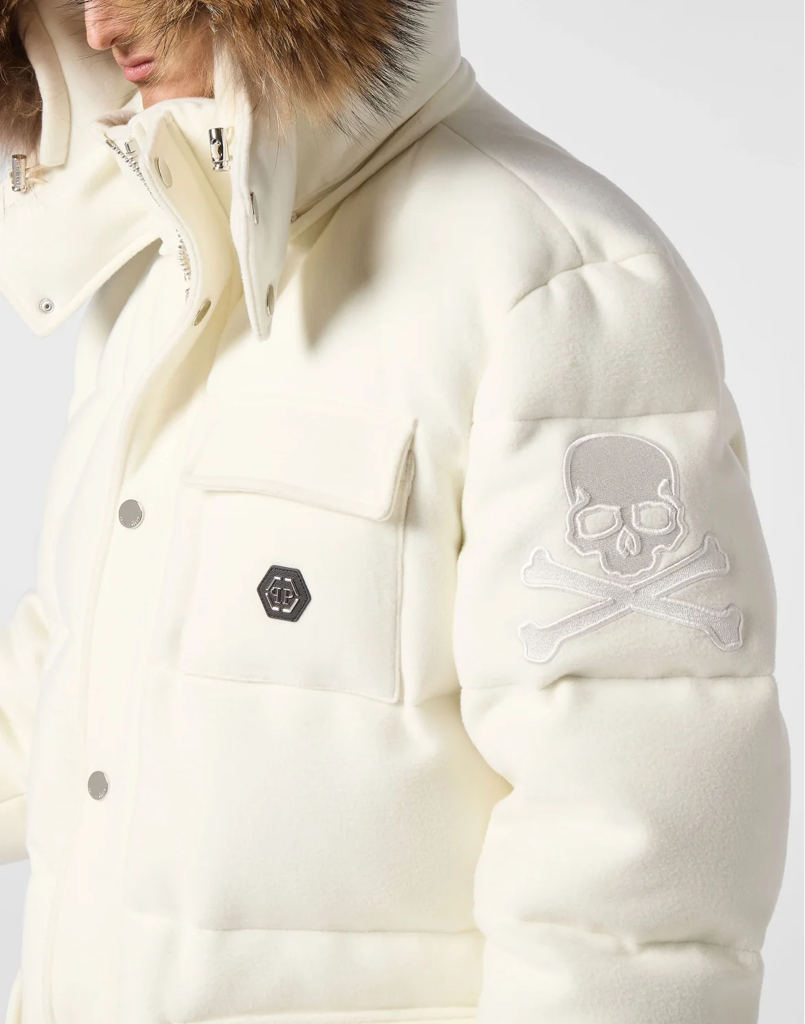 Down Jacket WIth Fur Hood, цвет: Белый