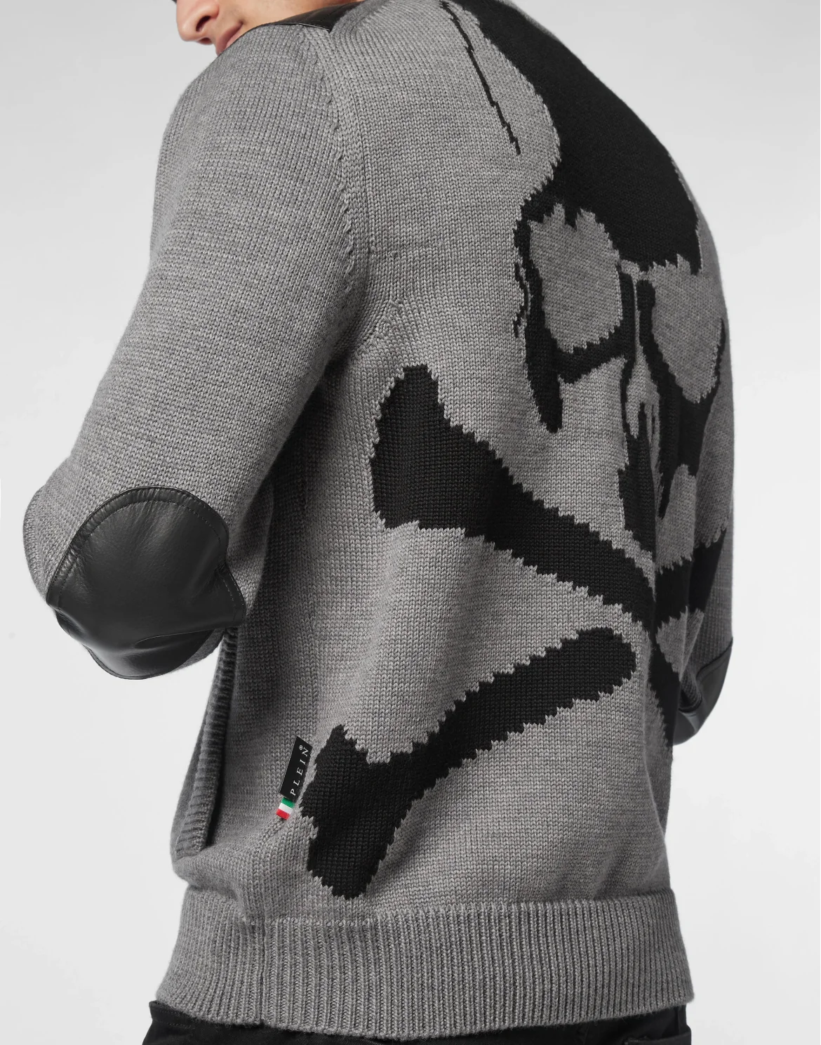 Merino Wool Leather Bomber Skull&Bones, цвет: Черный