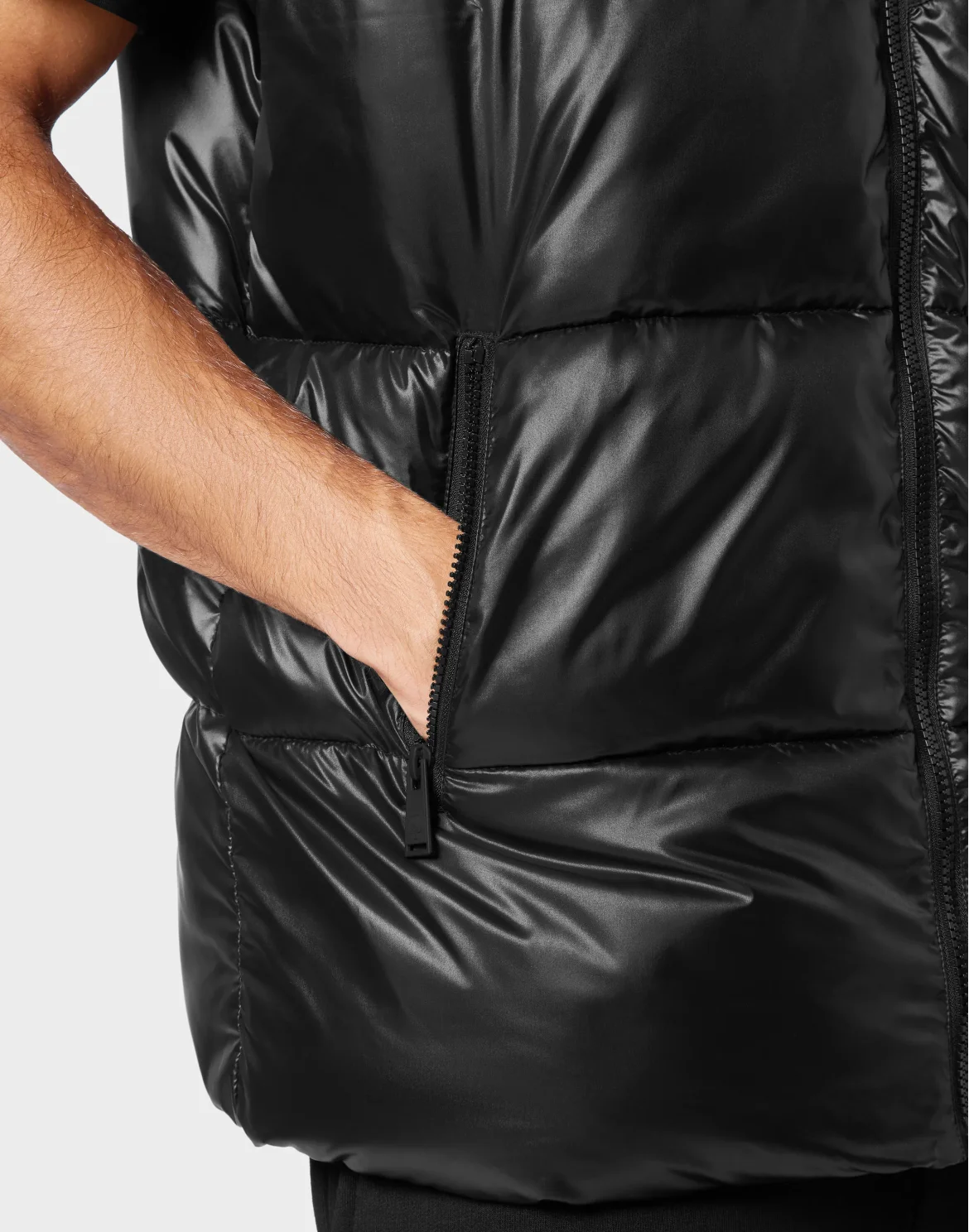 Nylon Puffered Vest Jacket, цвет: Черный