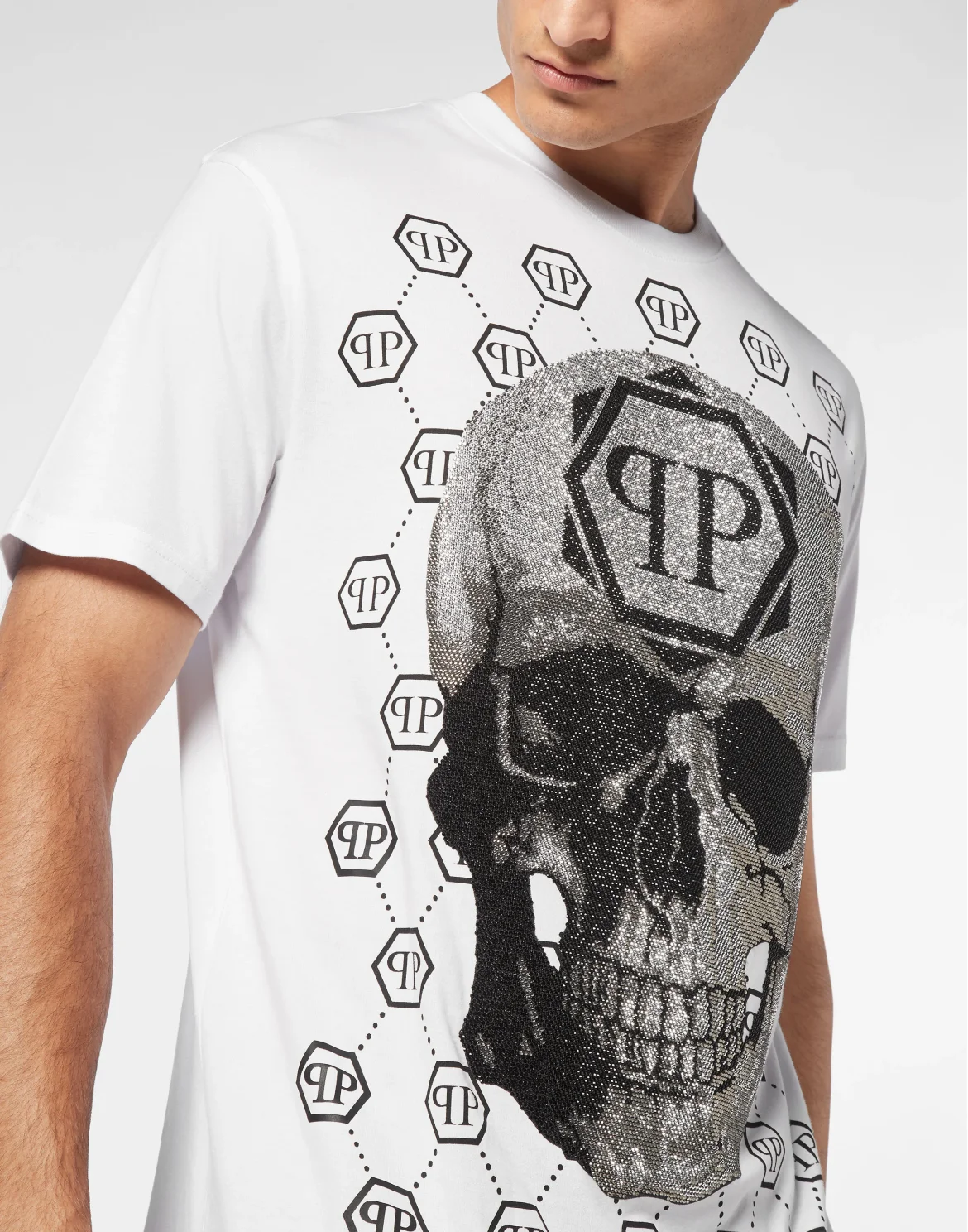T-shirt Round Neck SS Skull strass, цвет: Белый