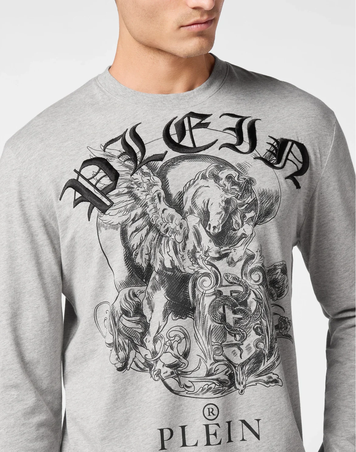 T-shirt Round Neck Long-Sleeve, цвет: Серый