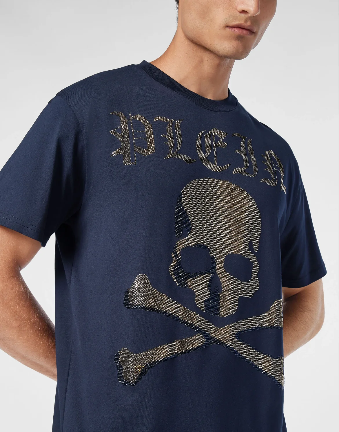 T-shirt Round Neck SS Strass Skull&Bones, цвет: Синий