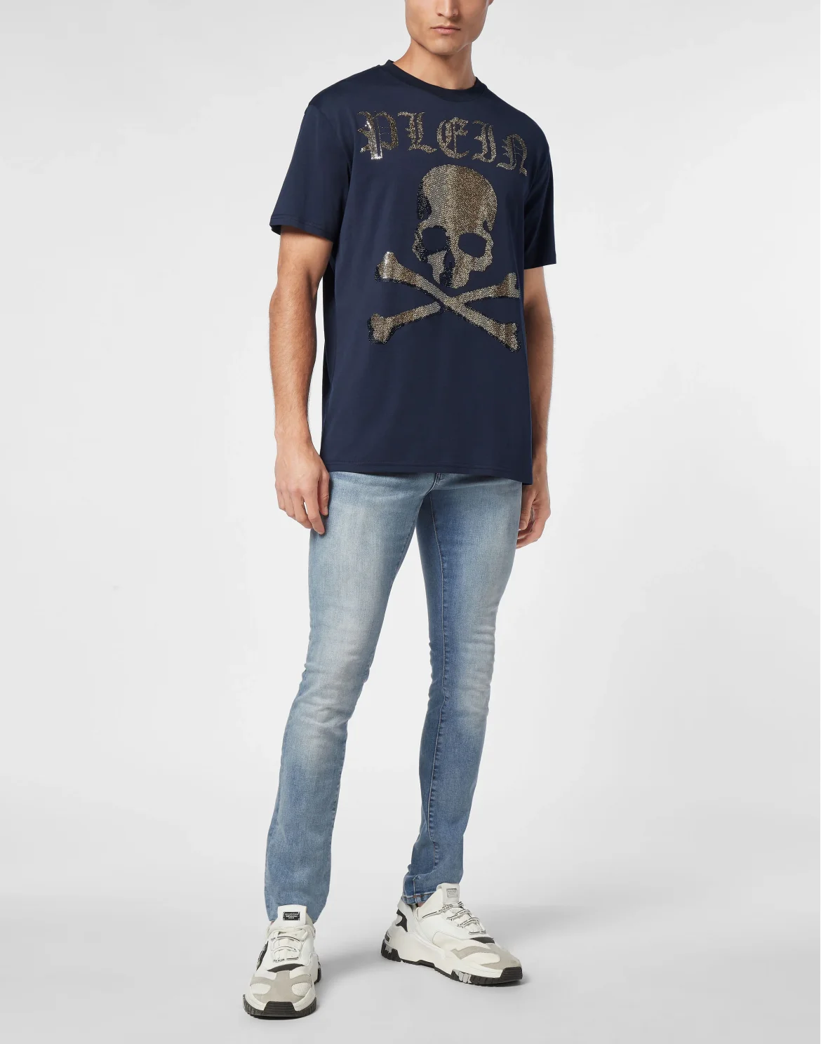 T-shirt Round Neck SS Strass Skull&Bones, цвет: Синий