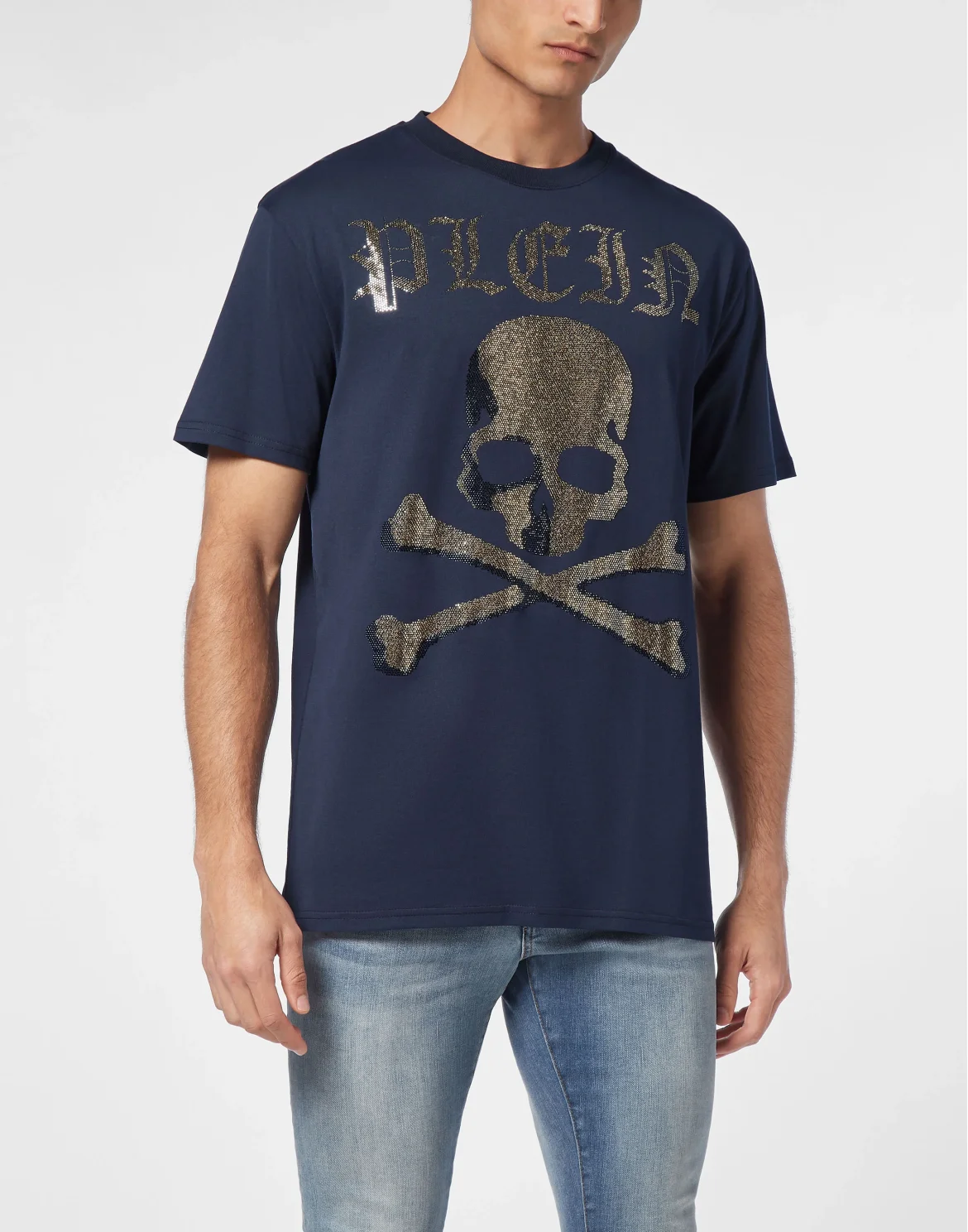 T-shirt Round Neck SS Strass Skull&Bones, цвет: Синий