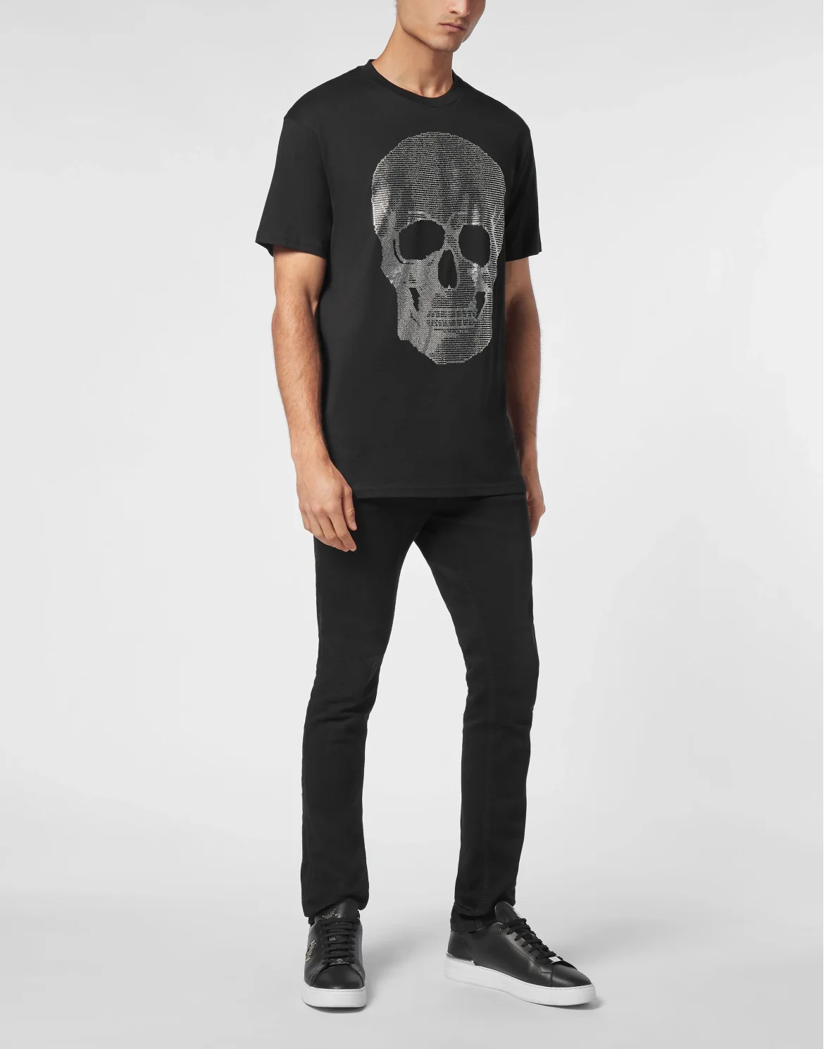 T-shirt Round Neck SS Skull strass, цвет: Черный