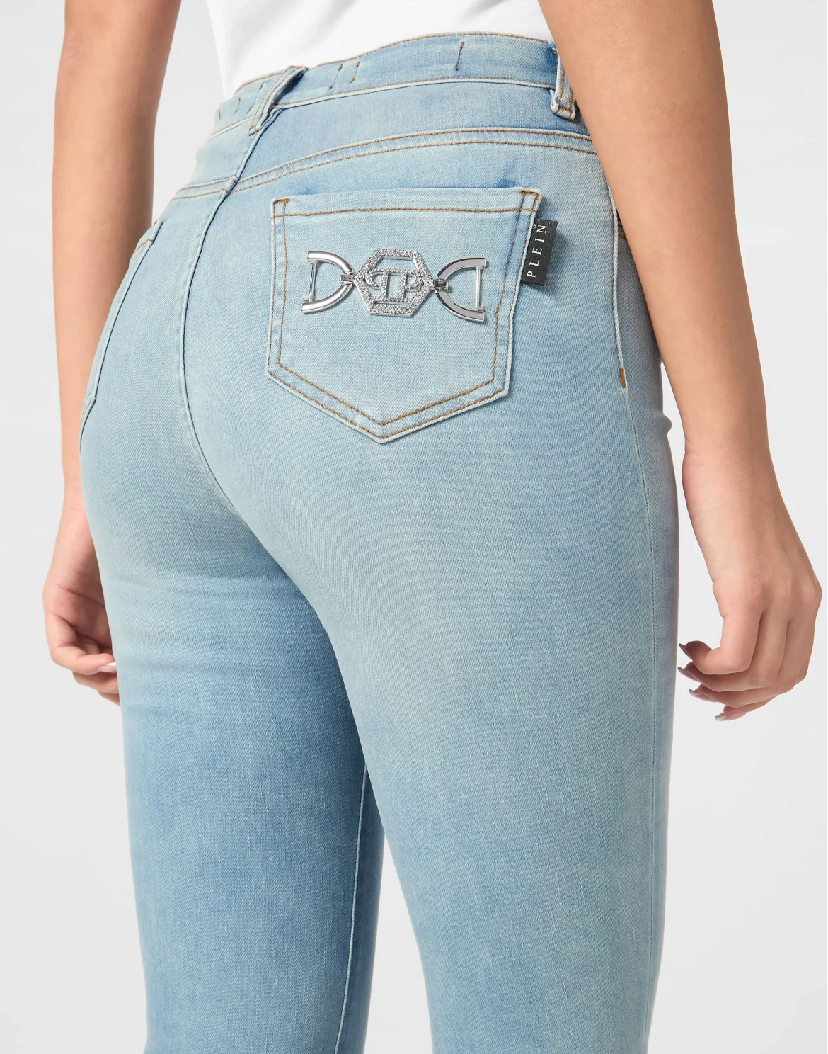 Denim High Waist Jegging Trousers Hexagon, цвет: Синий