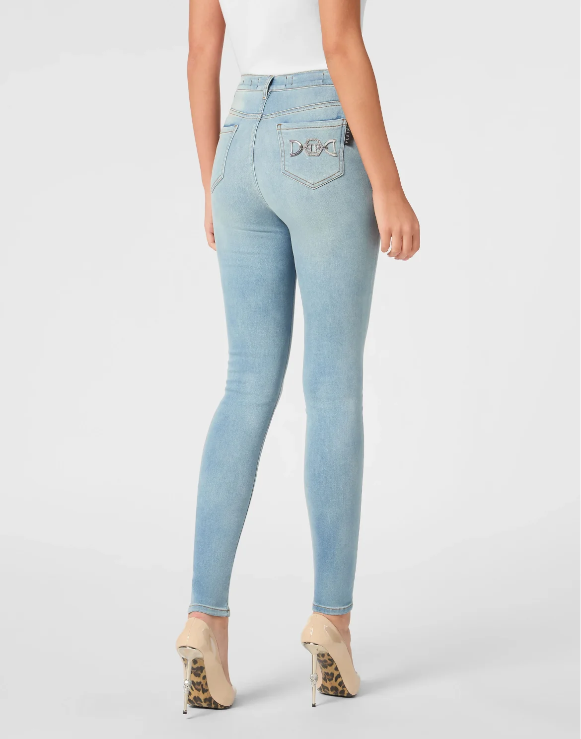Denim High Waist Jegging Trousers Hexagon, цвет: Синий