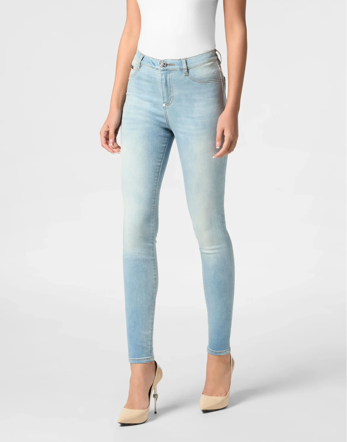 Denim High Waist Jegging Trousers Hexagon, цвет: Синий
