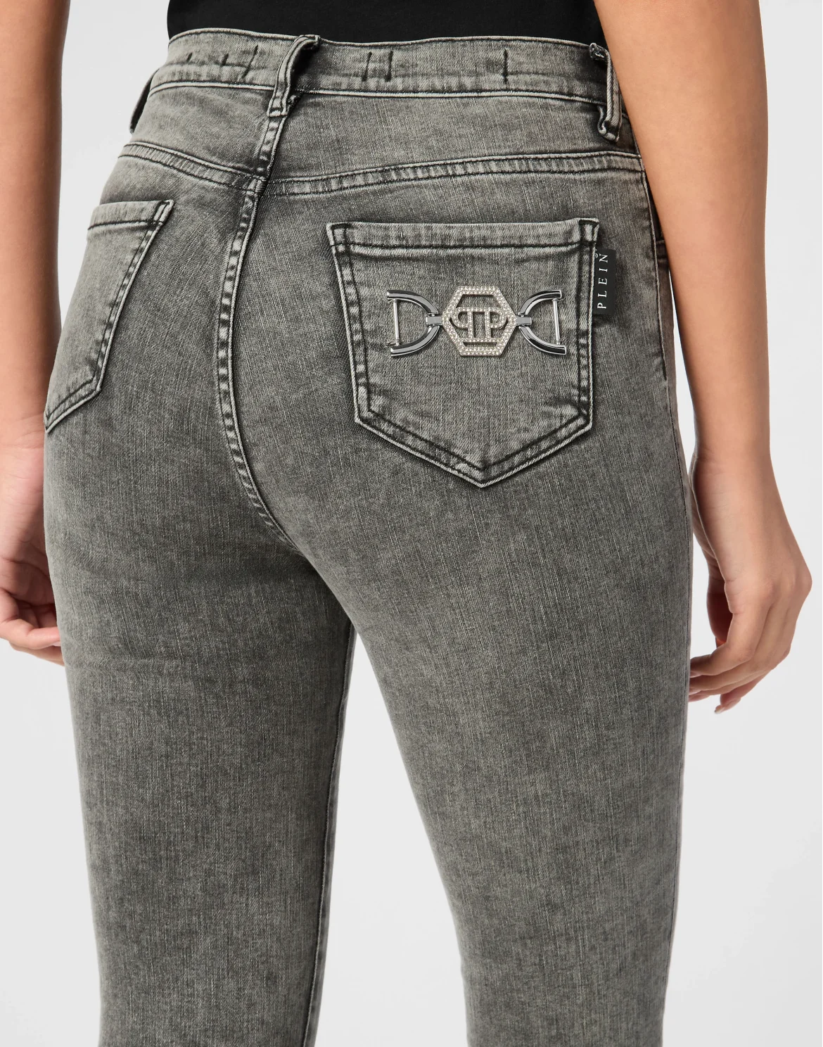 Denim High Waist Jegging Trousers Hexagon, цвет: Черный