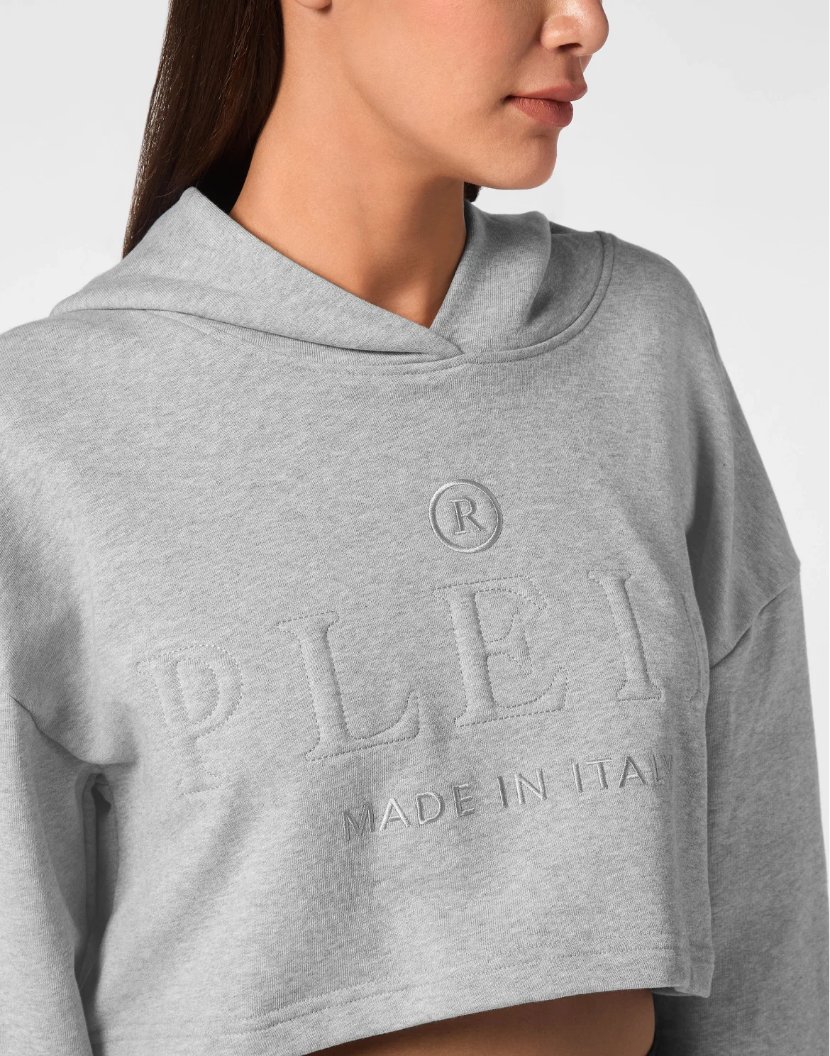 Cropped Hoodie Sweatshirt, цвет: Серый